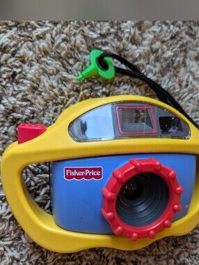 Fisher-Price Yellow and Blue Kids Toy Camera with Red Lens